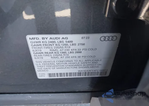 2023 Audi Q5 Premium Plus 45 Tfsi S Line Quattro z USA, uszkodzony, nr VIN WA1EAAFY4P2196913